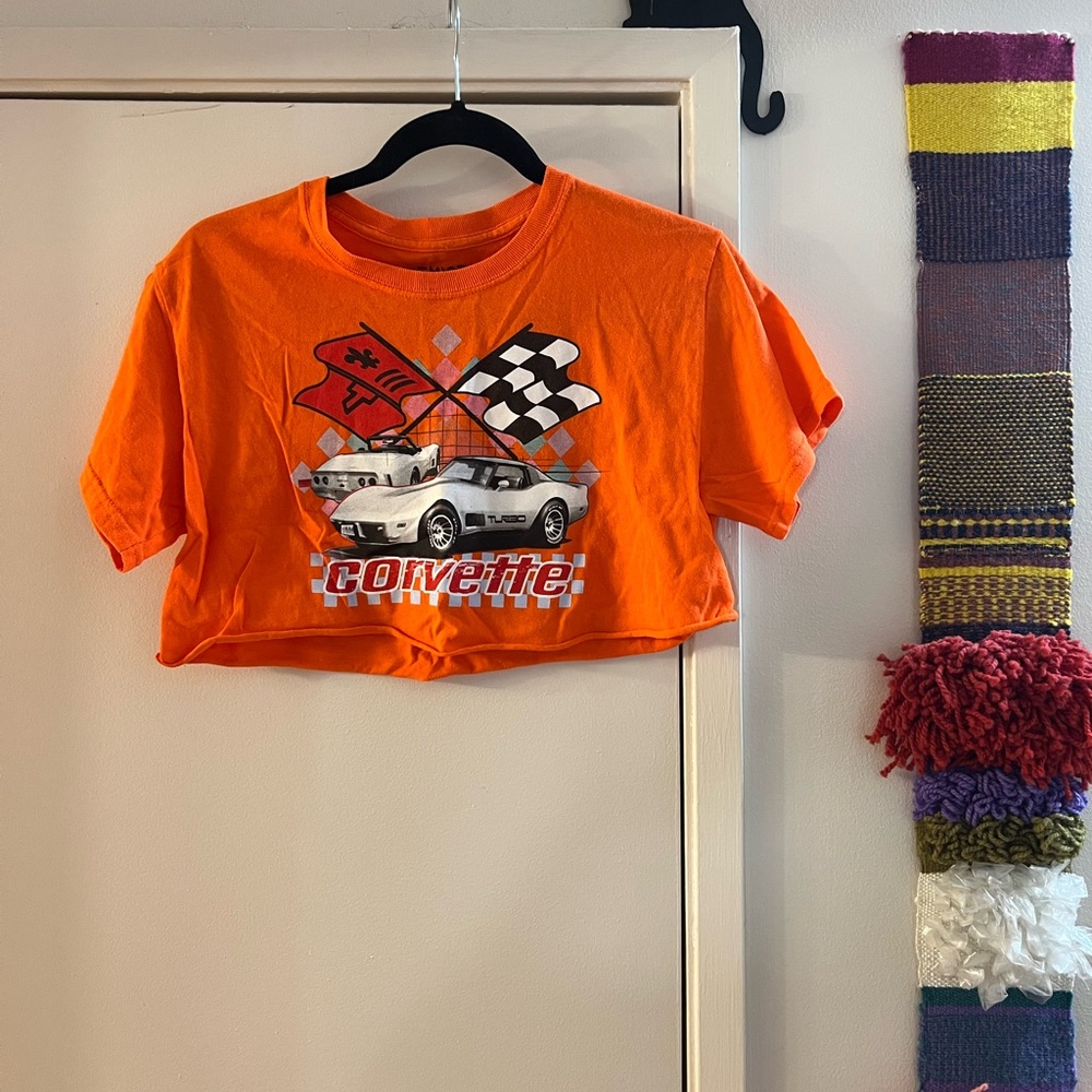 Chemistry Orange Crop Top with Car Graphic